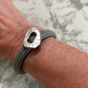 Vegan Leather Bracelet with Silver Detail